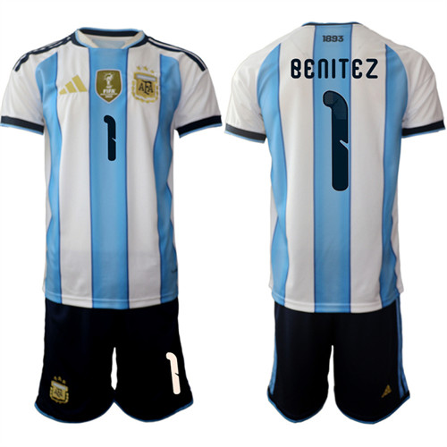 Argentina #1 Benitez National Team FIFA x World Cup 2026 Home White On Field Jersey Argentina #1 Benitez National Team FIFA x World Cup 2026 Home White On Field Jersey