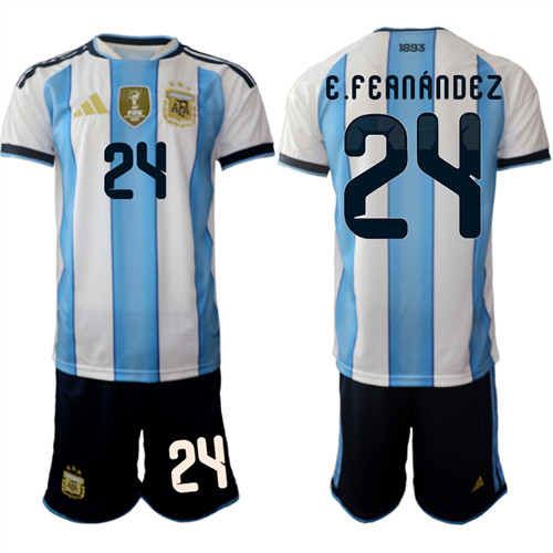 Argentina #24 E.FEANANDEZ National Team FIFA x World Cup 2026 Home White On Field Jersey