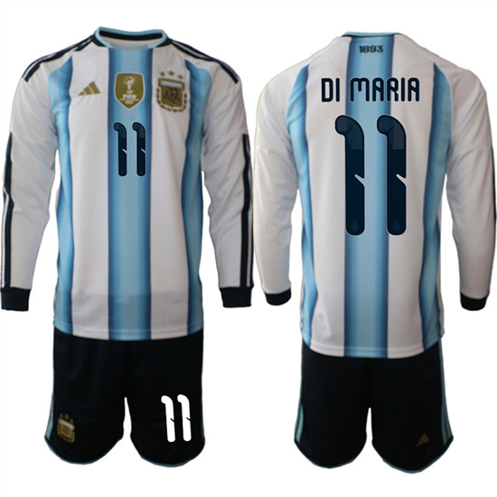 Argentina #11 DI MARIA Long Sleeve National Team FIFA x World Cup 2026 Home White On Field Jersey Argentina #11 DI MARIA Long Sleeve National Team FIFA x World Cup 2026 Home White On Field Jersey
