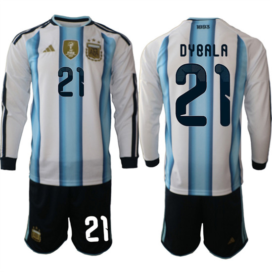 Argentina #21 DYBALA Long Sleeve National Team FIFA x World Cup 2026 Home White On Field Jersey