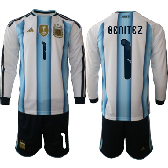 Argentina #1 Benitez Long Sleeve National Team FIFA x World Cup 2026 Home White On Field Jersey Argentina #1 Benitez Long Sleeve National Team FIFA x World Cup 2026 Home White On Field Jersey