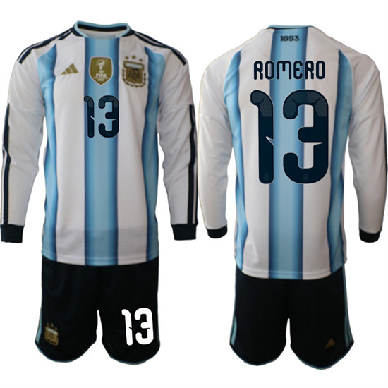 Argentina #13 ROMERO Long Sleeve National Team FIFA x World Cup 2026 Home White On Field Jersey