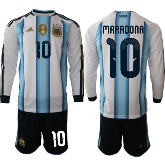 Argentina #10 MARADONA Long Sleeve National Team FIFA x World Cup 2026 Home White On Field Jersey Argentina #10 MARADONA Long Sleeve National Team FIFA x World Cup 2026 Home White On Field Jersey