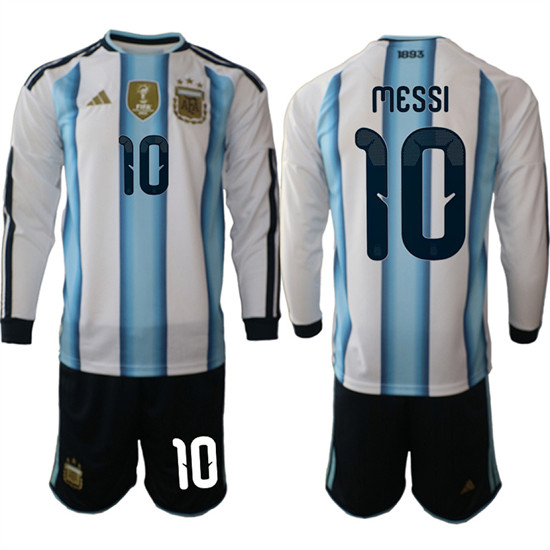 Argentina #10 Lionel Messi Long Sleeve National Team FIFA x World Cup 2026 Home White On Field Jersey Argentina #10 Lionel Messi Long Sleeve National Team FIFA x World Cup 2026 Home White On Field Jersey