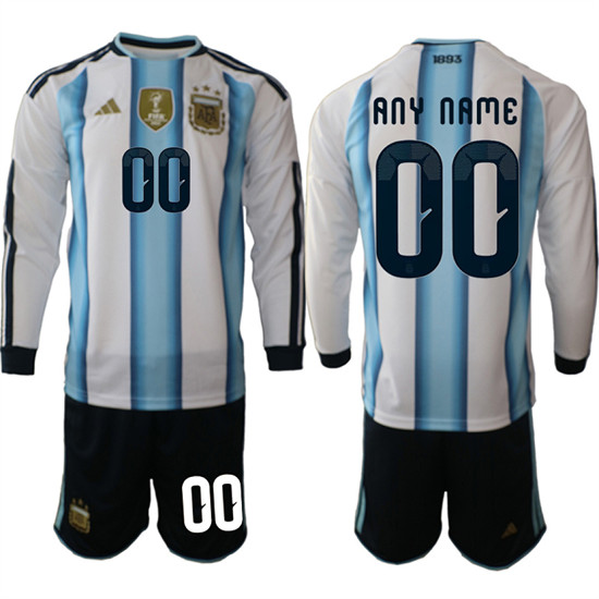 Argentina Custom Any Name And Number Long Sleeve National Team FIFA x World Cup 2026 Home White On Field Jersey