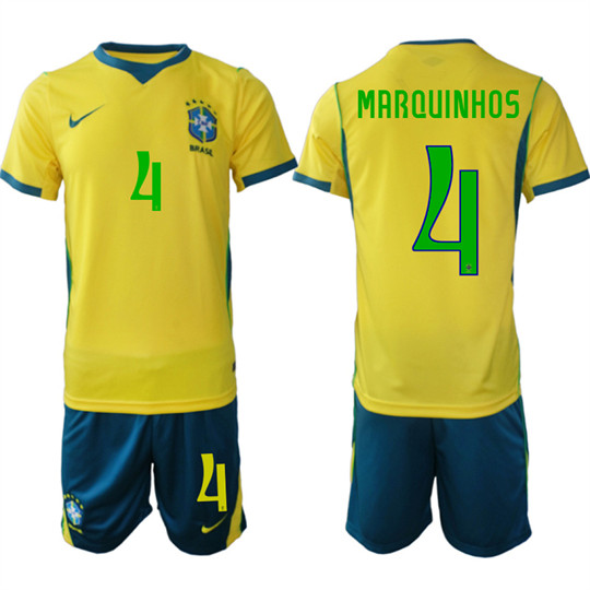 Brazil #4 MARQUINHOS National Team FIFA x World Cup 2026 Home On Field Jersey Brazil #4 MARQUINHOS National Team FIFA x World Cup 2026 Home On Field Jersey