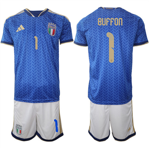 Italy #1 BUFFON National Team FIFA x World Cup 2026 Home Blue On Field Jerseys