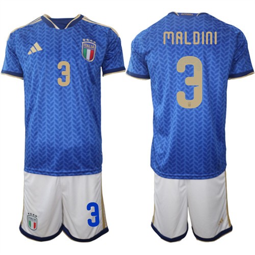Italy #3 MALDINI National Team FIFA x World Cup 2026 Home Blue On Field Jerseys