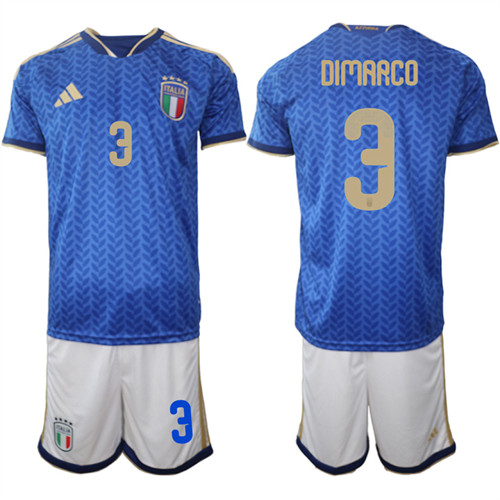 Italy #3 DIMARCO National Team FIFA x World Cup 2026 Home Blue On Field Jerseys