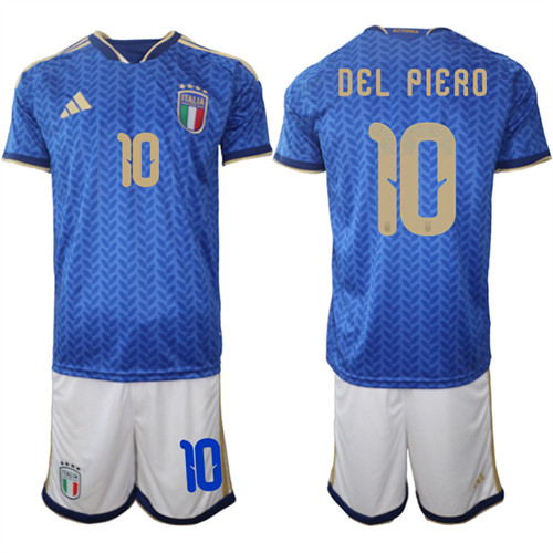Italy #10 DEL PIERO National Team FIFA x World Cup 2026 Home Blue On Field Jerseys