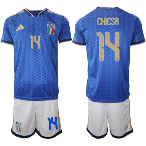 Italy #14 CHIESA National Team FIFA x World Cup 2026 Home Blue On Field Jerseys