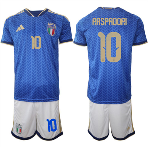 Italy #10 RASPADORI National Team FIFA x World Cup 2026 Home Blue On Field Jerseys