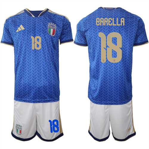 Italy #18 BARELLA National Team FIFA x World Cup 2026 Home Blue On Field Jerseys