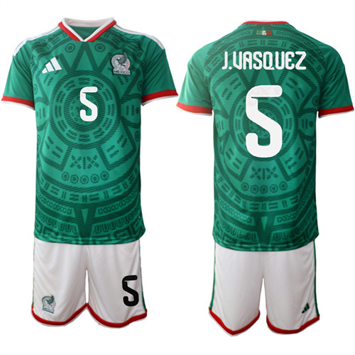 Mexico #5 J.UASQUEZ National Team FIFA x World Cup 2026 Home Green On Field Jersey