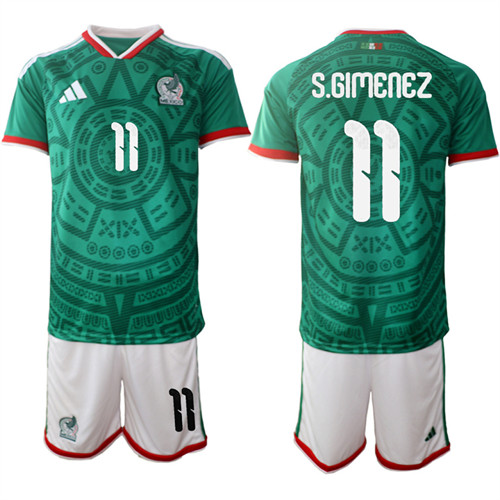 Mexico #11 S.GIMENEZ National Team FIFA x World Cup 2026 Home Green On Field Jersey