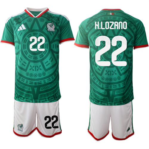 Mexico #22 H.LOZANO National Team FIFA x World Cup 2026 Home Green On Field Jersey