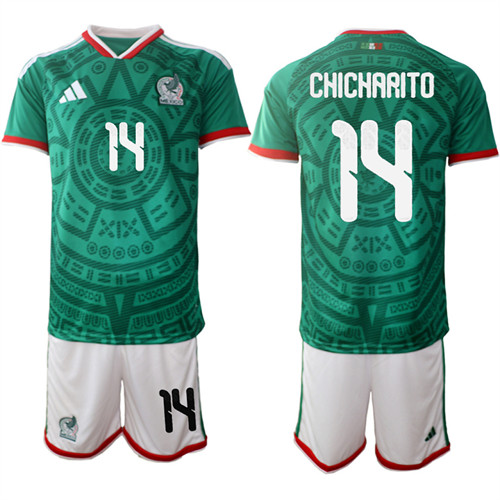 Mexico #14 CHICHARITO National Team FIFA x World Cup 2026 Home Green On Field Jersey
