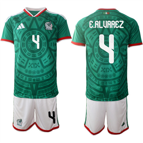 Mexico #4 E.ALUAREZ National Team FIFA x World Cup 2026 Home Green On Field Jersey