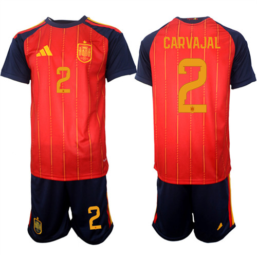 Spain #2 CARVAJAL National Team FIFA x World Cup 2026 Home Red On Field Jerseys