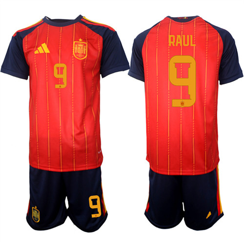 Spain #9 RAUL National Team FIFA x World Cup 2026 Home Red On Field Jerseys