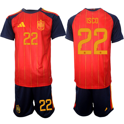 Spain #22 ISCO National Team FIFA x World Cup 2026 Home Red On Field Jerseys