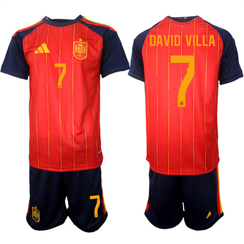 Spain #7 DAVID VILLA National Team FIFA x World Cup 2026 Home Red On Field Jerseys