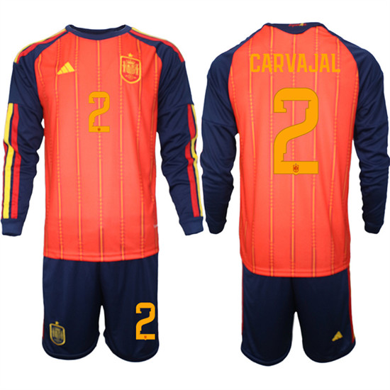 Spain #2 CARVAJAL National Team FIFA x World Cup 2026 Long Sleeve Home Red On Field Jerseys