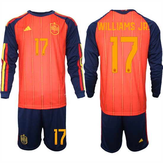 Spain #17 WILLIAMS JR. National Team FIFA x World Cup 2026 Long Sleeve Home Red On Field Jerseys