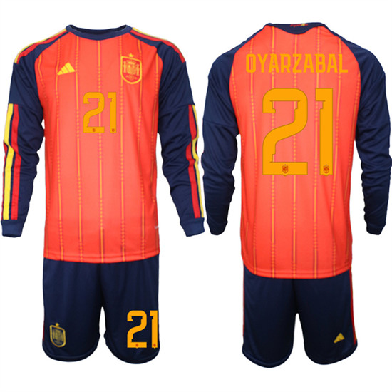 Spain #21 OYARZABAL National Team FIFA x World Cup 2026 Long Sleeve Home Red On Field Jerseys