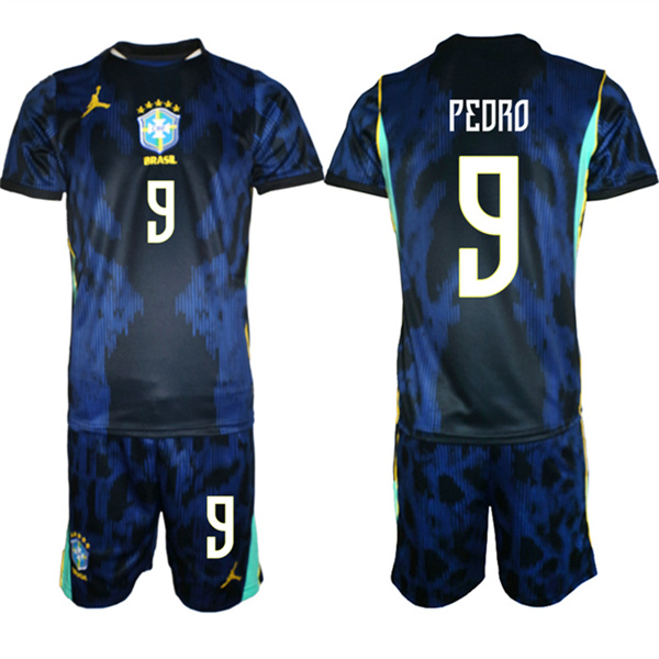 Brazil national football team #9 Joo Pedro Navy 2026 Away Soccer Jersey Suit