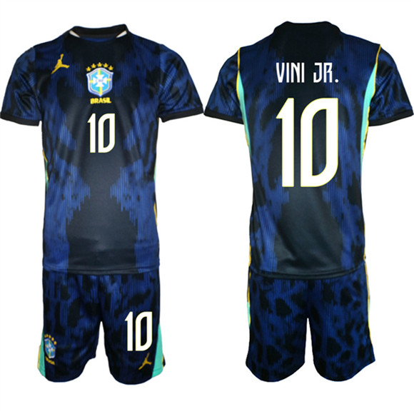 Brazil national football team #10 Vinicius Junior Navy 2026 Away Soccer Jersey Suit