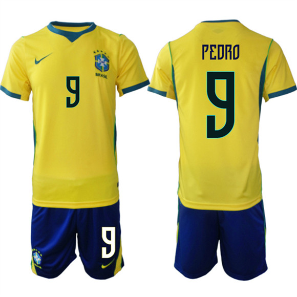 Brazil national football team #9 Joo Pedro Yellow Home 2026 Soccer Jersey Suit