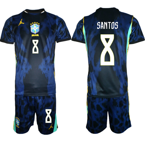 Brazil national football team #8 Andrey Santos Navy 2026 Away Soccer Jersey Suit