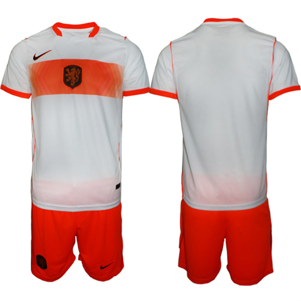 Netherlands Custom Orange White Away Soccer Jersey Suit