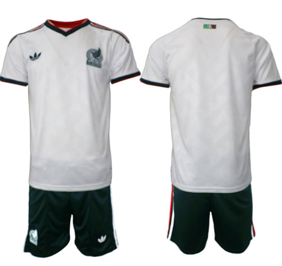 Mexico Blank White Away Soccer Jersey Suit