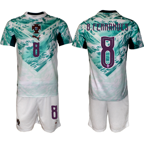 Portugal Team #8 Bruno Fernandes Green 2026 World Cup Away Soccer Jersey Suit Portugal Team #8 Bruno Fernandes Green 2026 World Cup Away Soccer Jersey Suit