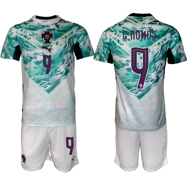 Portugal Team #9 Gon?alo Ramos Green 2026 World Cup Away Soccer Jersey Suit Portugal Team #9 Gon?alo Ramos Green 2026 World Cup Away Soccer Jersey Suit