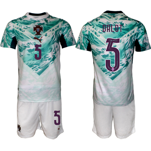 Portugal Team #5 Diogo Dalot Green 2026 World Cup Away Soccer Jersey Suit Portugal Team #5 Diogo Dalot Green 2026 World Cup Away Soccer Jersey Suit