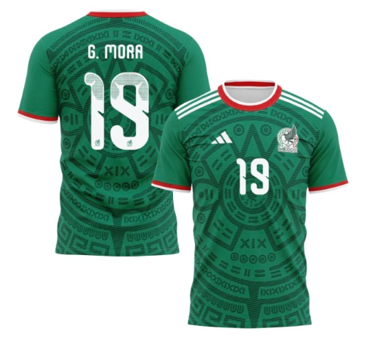 Mexico #19 G.MORA 2026 Green Jersey Mexico #19 G.MORA 2026 Green Jersey