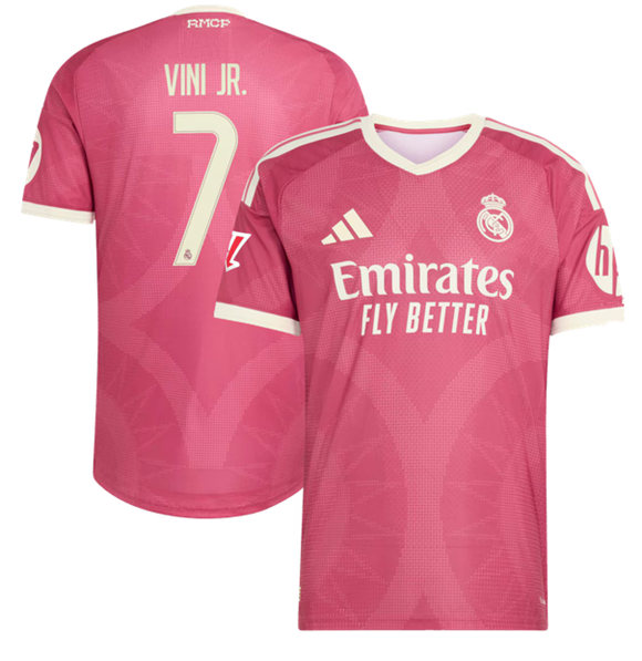 Real Madrid #7 Vini Jr. Pink 2026 2026-27 Third On-Field Soccer Jersey